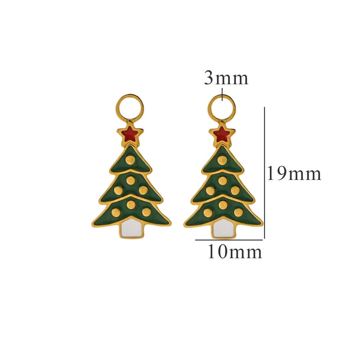 1 pezzo semplice serie simpatico cartone animato albero di Natale in acciaio inossidabile placcato Colore oro  unisex pendenti 